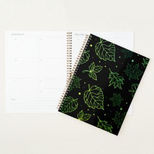 Agenda Toque de Elegância Verde Folhas em Preto