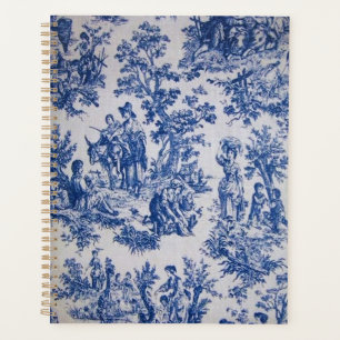 Agenda Torre francesa de jouy azul e branco elegante