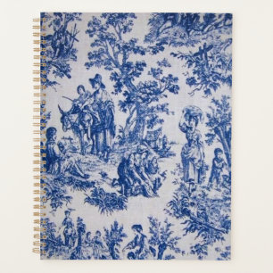 Agenda Torre francesa de jouy azul e branco elegante