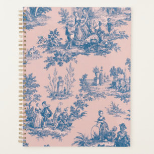 Agenda Torre francesa de jouy azul e rosa elegante