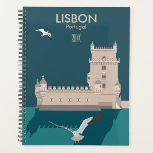 Agenda Torre Lisboa de Belem no estilo do poster vintage