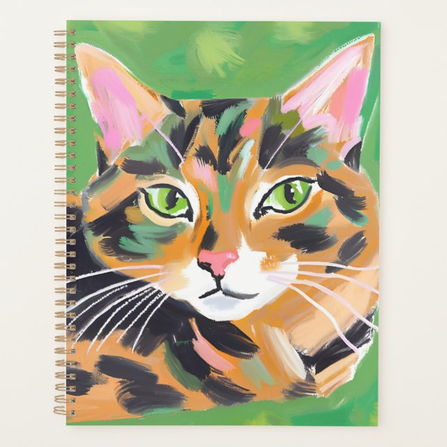 Agenda Tortoiseshell Cat Painting Watercolor Art (Frente)