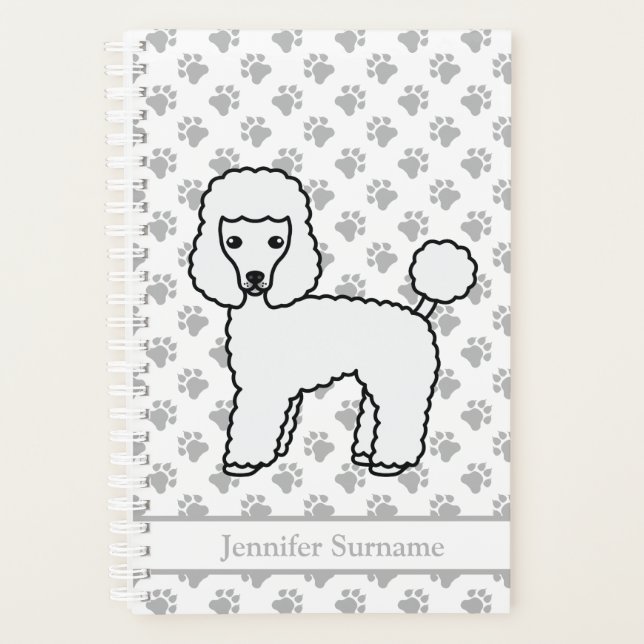 Agenda Toy Poodle Branco Cute Cartoon Cão e Texto (Frente)