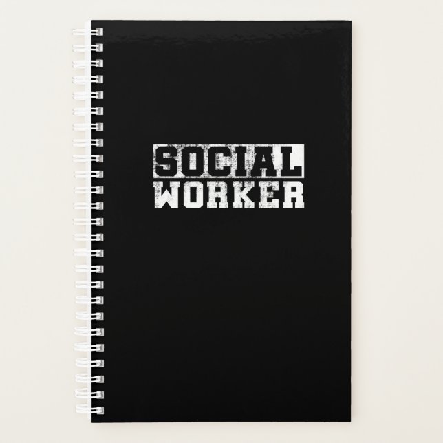Agenda Trabalhador Social Vintage Engraçado Trabalho Esco (Frente)