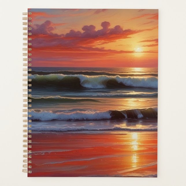 Agenda Trabalho de arte de Paisagem do Mar Vermelho Sunse (Frente)