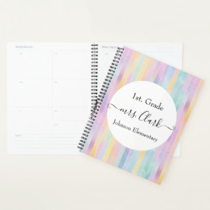 Agenda Traços de pincel pastel personalizados professor l