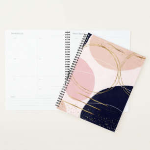 Agenda Traços Dourados modernos e Círculos, Design cor-