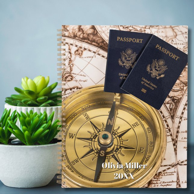 Agenda Travel World Map Passport Compass Stylish  (Criador carregado)