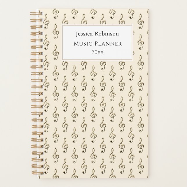 Agenda Treble Clef Music Symbol Na moda Cream (Frente)