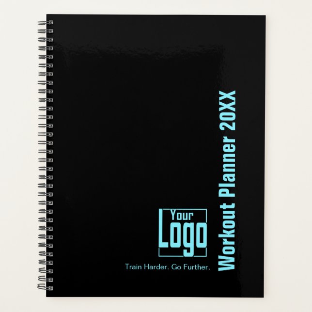 Agenda Treino com Logotipo Preto Azul Elétrico Ousado (Frente)