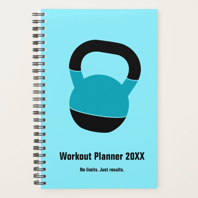 Agenda Treino de Kettlebell Preto Azul Elétrico Ousado (Frente)