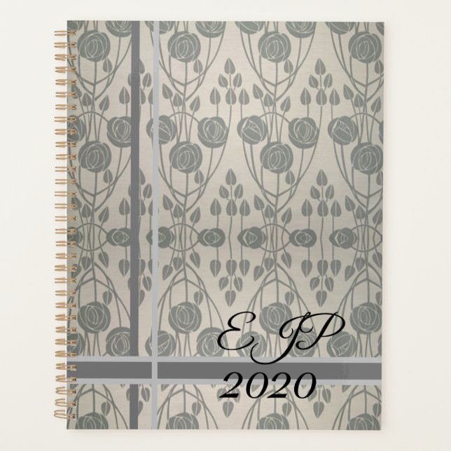 Agenda Trendy Art Nouveau Designado em Grays, Monograma (Frente)