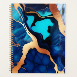 Agenda Trendy Blue Dourado mármore azul amarelo