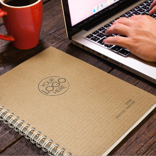Agenda Trendy Brown Cardboard Modern Logo Semanalmente