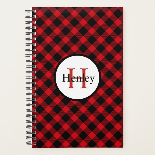 Agenda Trendy Buffalo Xadrez Monograma (Frente)
