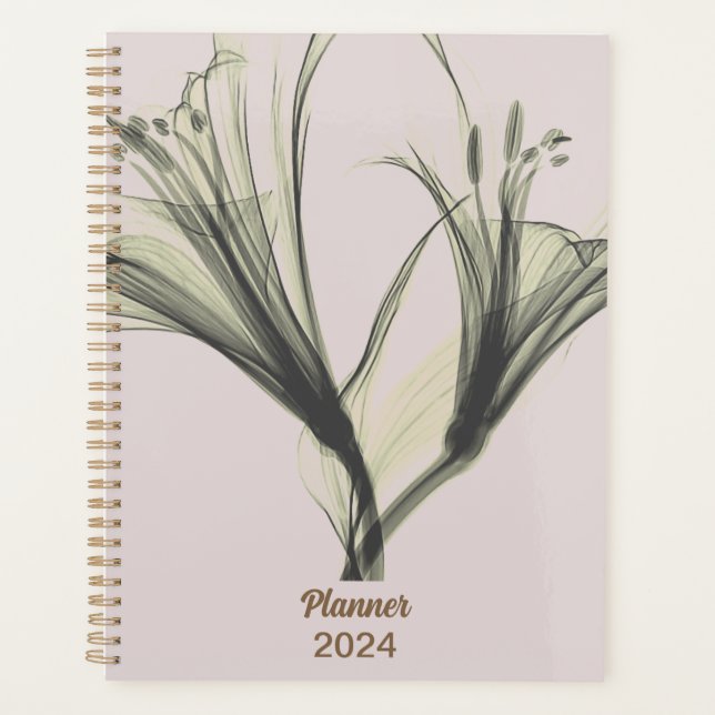 Agenda Trendy Girly Dourado Floral 2024 (Frente)