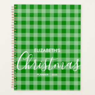 Agenda Trendy Green E White Checked Name