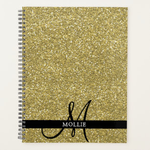 Agenda Trendy Metálica Luminosa Dourada Monograma