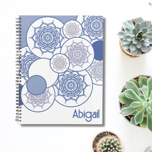 Agenda Trendy Modern Blue, White Mandala Padrão Boho Zen