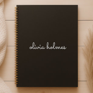 Agenda Trendy Monograma   Nome do Script Preto Moderno