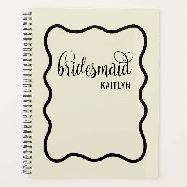 Agenda Trendy Natural e Black Retro Bridesmaid (Frente)