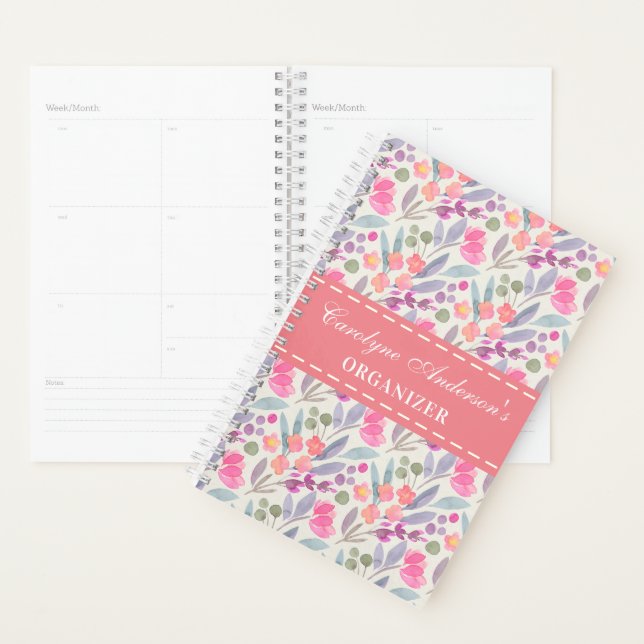 Agenda Trendy Pastel Flowers Chic Floral (Exibição)