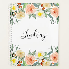 Agenda Trendy Peach Floral Monograma