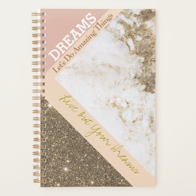 Agenda Trendy Rose Gold Pink Faux Marble Dreams (Frente)
