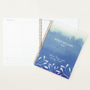 Agenda Trendy Seafoam Blue Ombre Watercolor