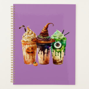 Agenda Trio de Aquarela de Bebida de Café de Halloween