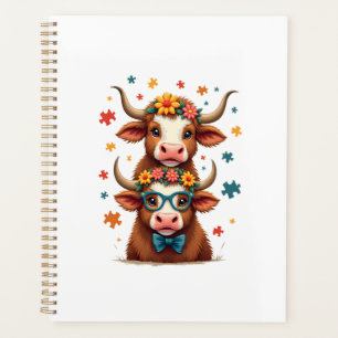Agenda Trio de Vaca Highland Vintage Autismo Espiando Art
