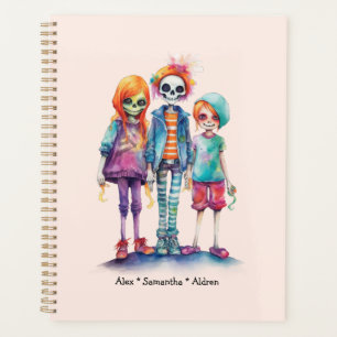 Agenda Trio Zombie Adorável Pastel - Halloween Bonito