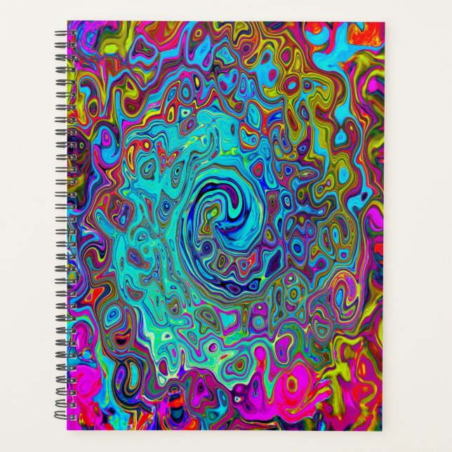 Agenda Trippy Sky Blue Abstrato Retro Liquid Swirl (Frente)