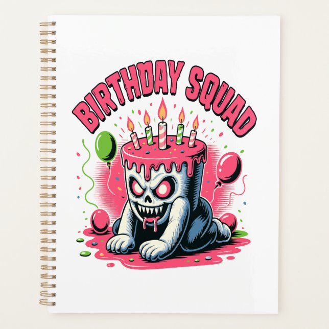 Agenda Tropa de Aniversário do Crânio de Bolo Assustador (Frente)