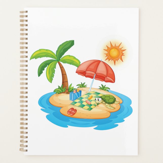 Agenda Tropical Island Beach Turtle Palm Tree Picnic (Frente)