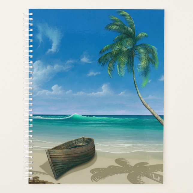 Agenda Tropical Island Paradise Sandy Beach Boat (Frente)