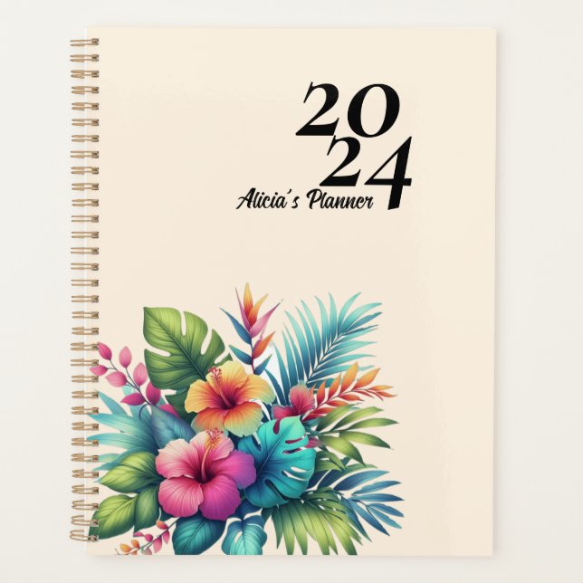 Agenda Tropical Personalizada de Flor de Hibisco (Frente)