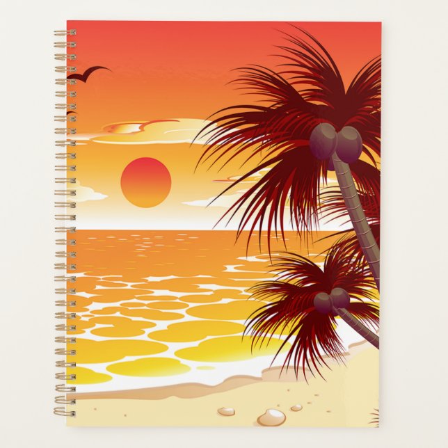 Agenda Tropical Sunset Beach Palm Tree Island (Frente)