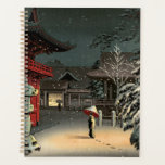 Agenda Tsuchiya Koitsu - Neve no Santuário Nezu<br><div class="desc">Neve no santuário Nezu / Mulher na neve - Tsuchiya Koitsu,  impressão de cor de bloco de madeira,  1934</div>
