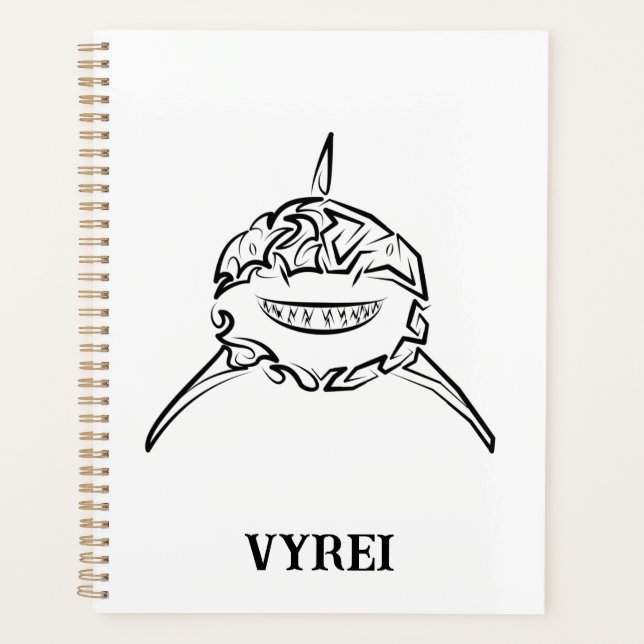 Agenda Tubarão-branco-Excelente-tribal preto e branco (Frente)