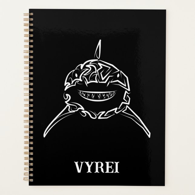 Agenda Tubarão-branco-Excelente-tribal preto e branco (Frente)