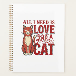 Agenda Tudo que Preciso é Amor e um Gato Gato Vintage Ama