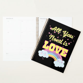 Agenda Tudo Que Você Precisa É De Amor Com Corações Arco-