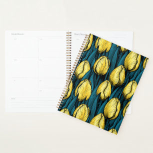 Agenda Tulipas amarelas com folhas azuis
