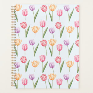 Agenda Tulipas Coloridas Padrão de Flores em Aquarela