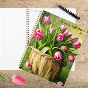 Agenda Tulipas Rosa em Cesta Country