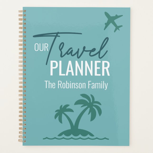 Agenda Turquesa moderna personalizada Viagem Planner (Frente)