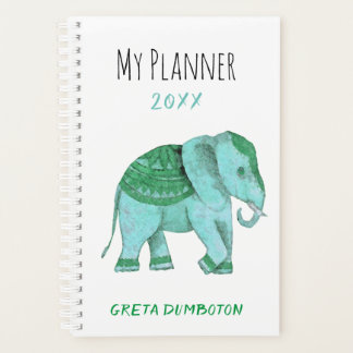 Agenda Tusker Personalizado de Elefante Verde da anca