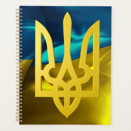 Agenda Ucrânia Flag Tryzub Trident Blue Dourado