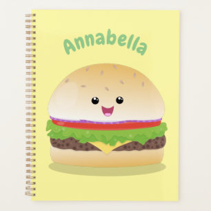 Agenda Um bonito e feliz desenho animado do hambúrguer ka